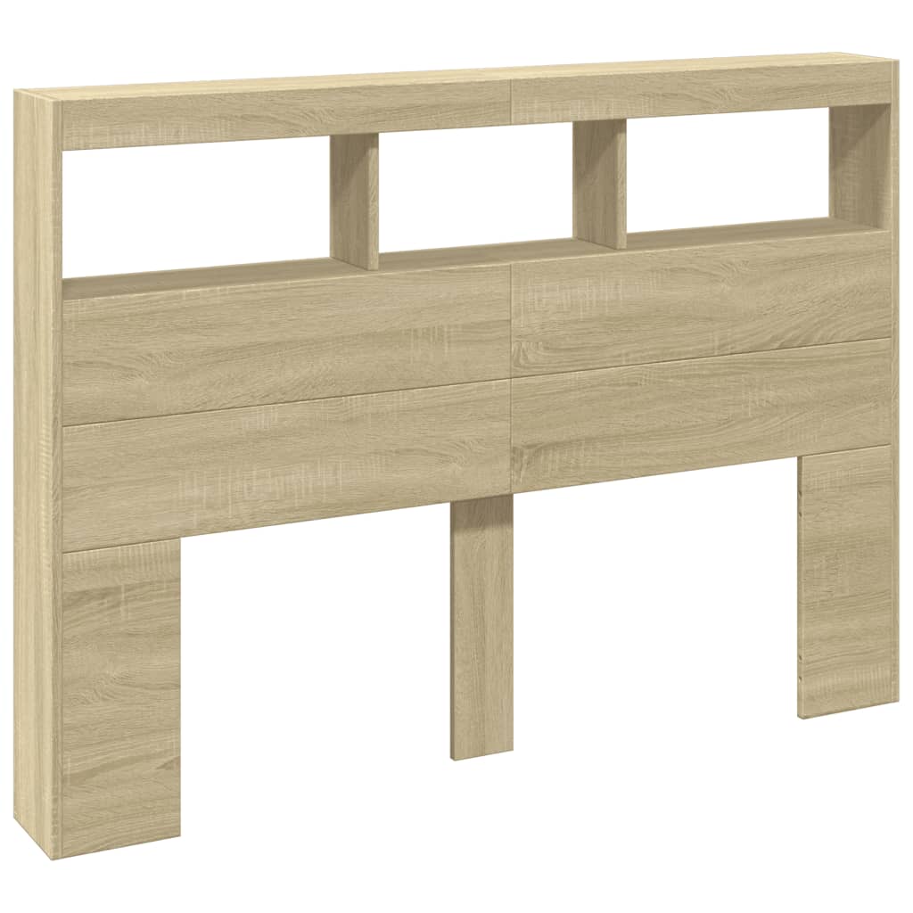 Headboard Cabinet with LED Sonoma Oak 140 cm