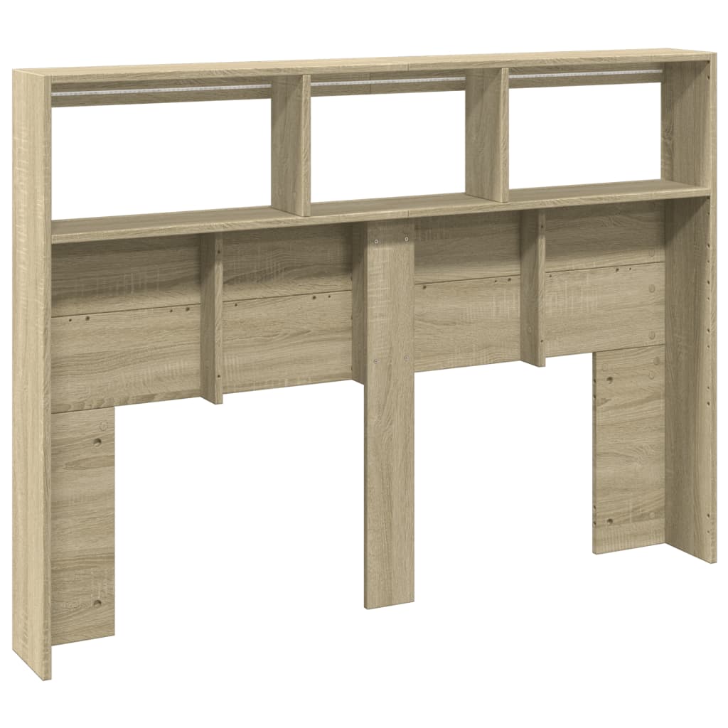 Headboard Cabinet with LED Sonoma Oak 140 cm