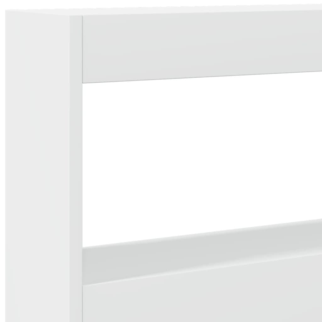 Headboard Cabinet with LED White 160 cm