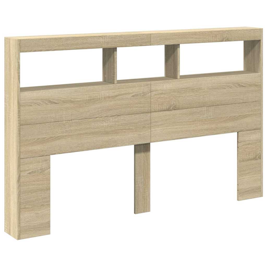 Headboard Cabinet with LED Sonoma Oak 160 cm