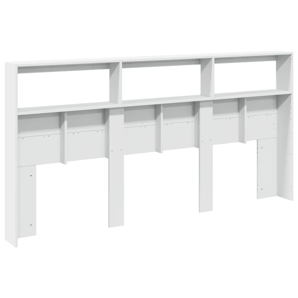 Headboard Cabinet with LED White 200 cm