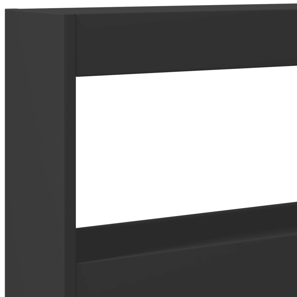 Headboard Cabinet with LED Black 200 cm