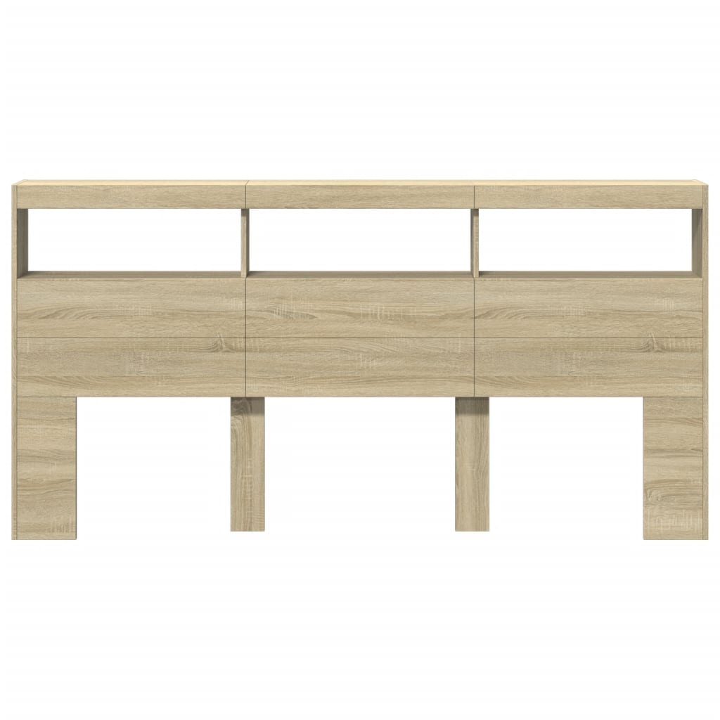 Headboard Cabinet with LED Sonoma Oak 200 cm