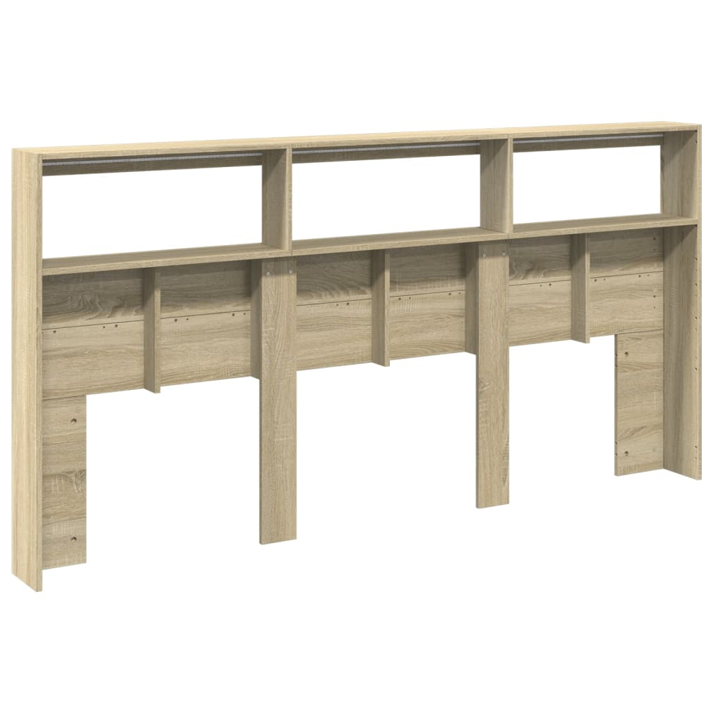 Headboard Cabinet with LED Sonoma Oak 200 cm