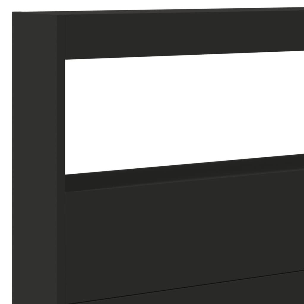 Headboard Cabinet with LED Black 220 cm