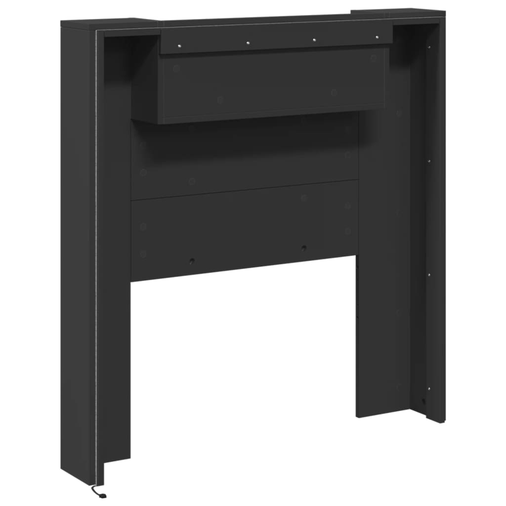 Headboard Cabinet with LED Black 100 cm