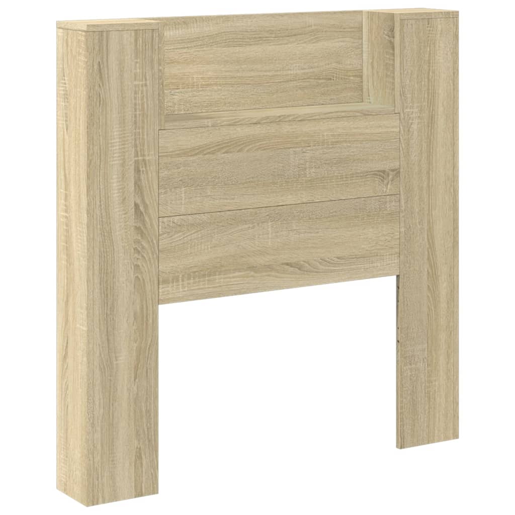 Headboard Cabinet with LED Sonoma Oak 100x16.5x103.5 cm