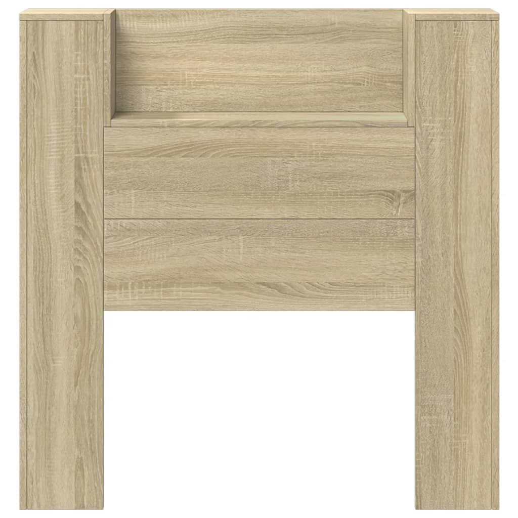 Headboard Cabinet with LED Sonoma Oak 100x16.5x103.5 cm