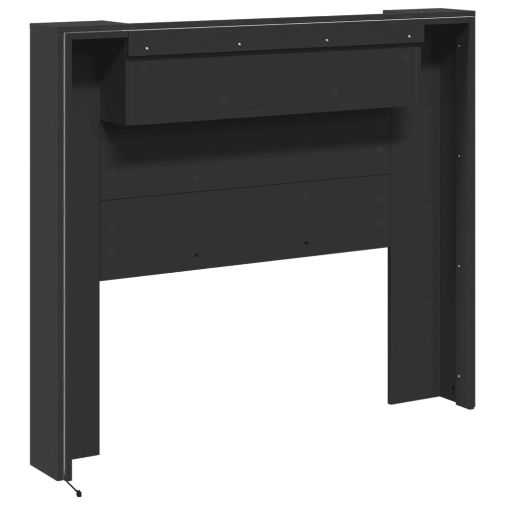 Headboard Cabinet with LED Black 120 cm