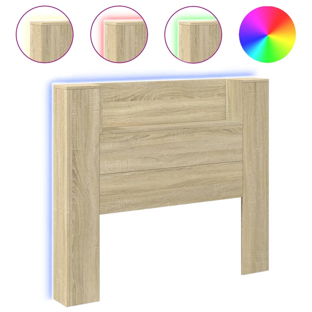 Headboard Cabinet with LED Sonoma Oak 120 cm