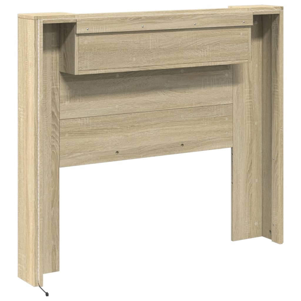 Headboard Cabinet with LED Sonoma Oak 120 cm