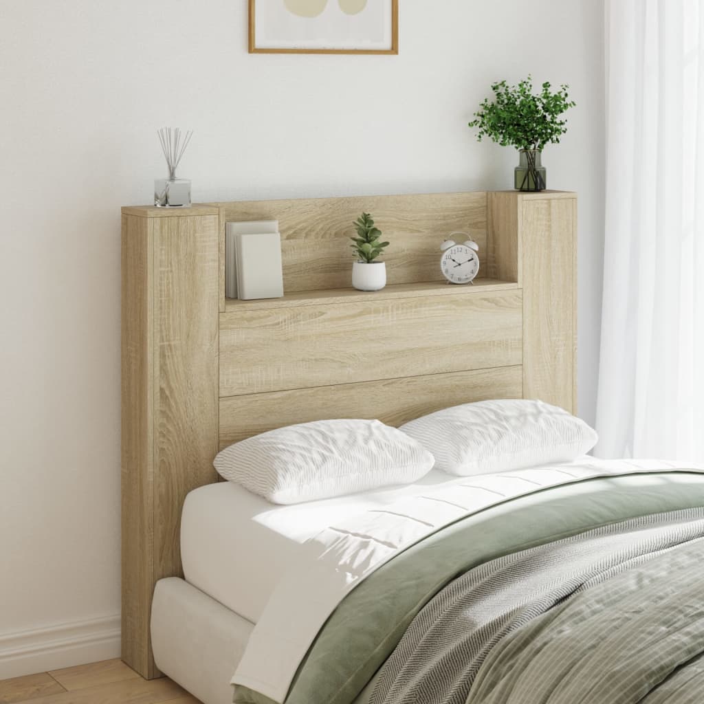 Headboard Cabinet with LED Sonoma Oak 120 cm