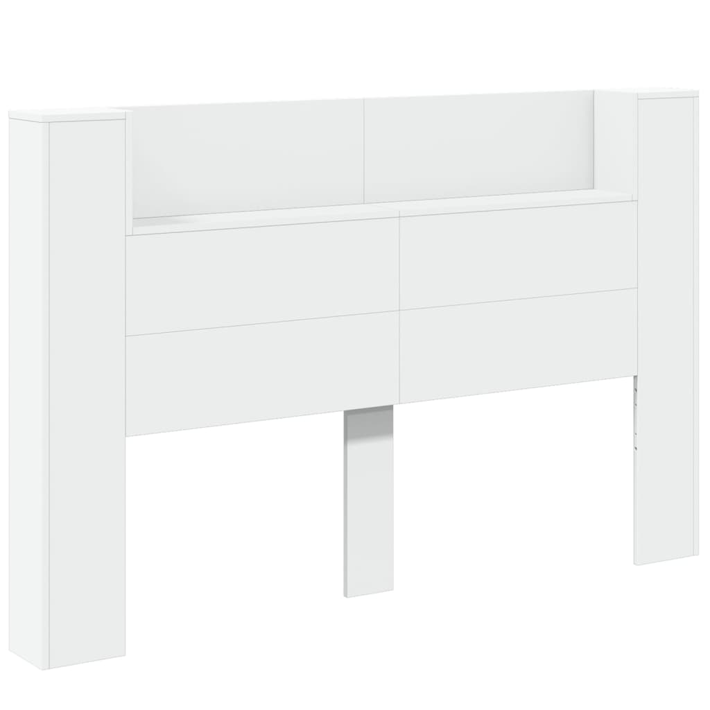 Headboard Cabinet with LED White 160 cm