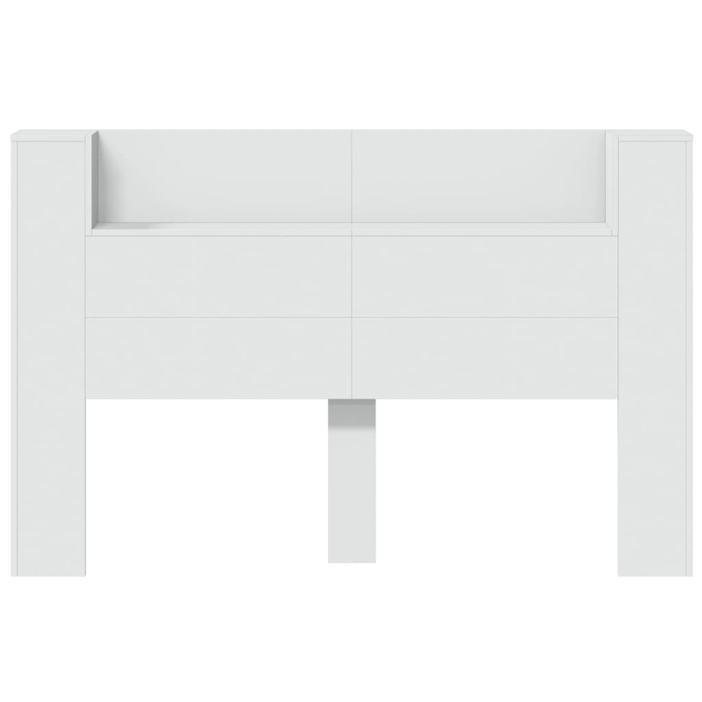 Headboard Cabinet with LED White 160 cm