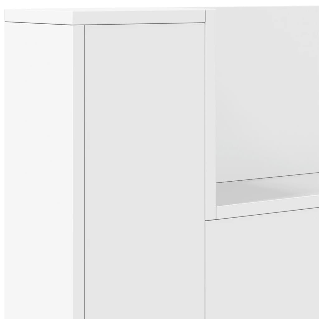 Headboard Cabinet with LED White 160 cm