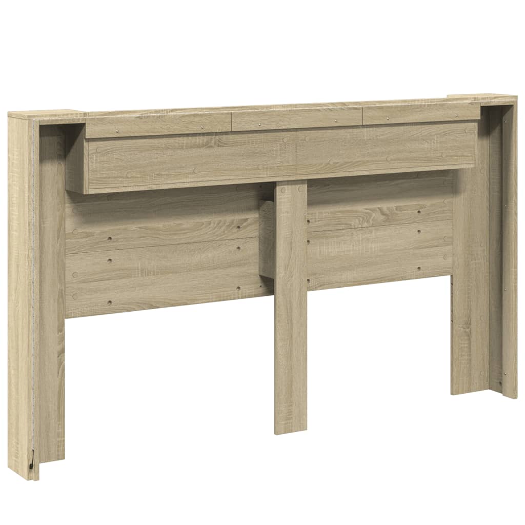 Headboard Cabinet with LED Sonoma Oak 180 cm