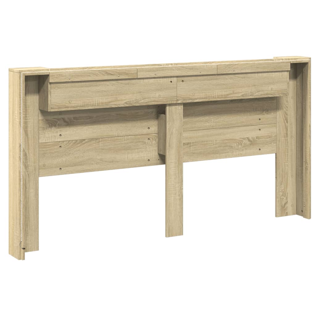 Headboard Cabinet with LED Sonoma Oak 200x16.5x103.5 cm