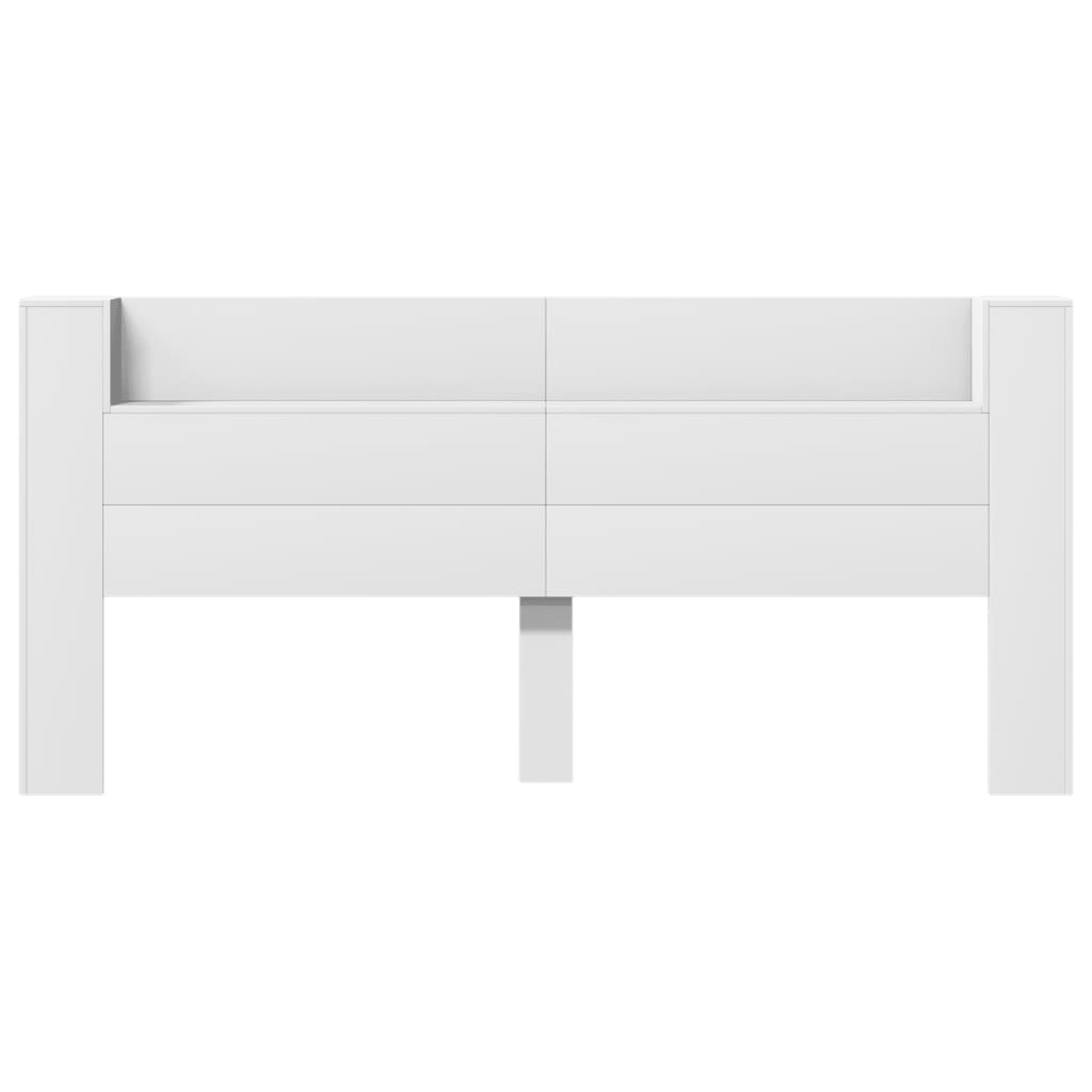 Headboard Cabinet with LED White 220x16.5x103.5 cm