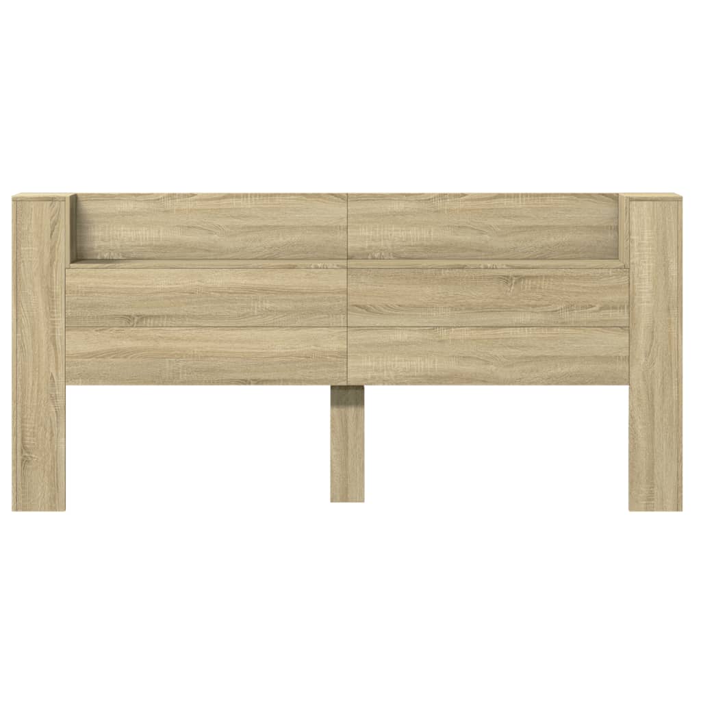 Headboard Cabinet with LED Sonoma Oak 220x16.5x103.5 cm