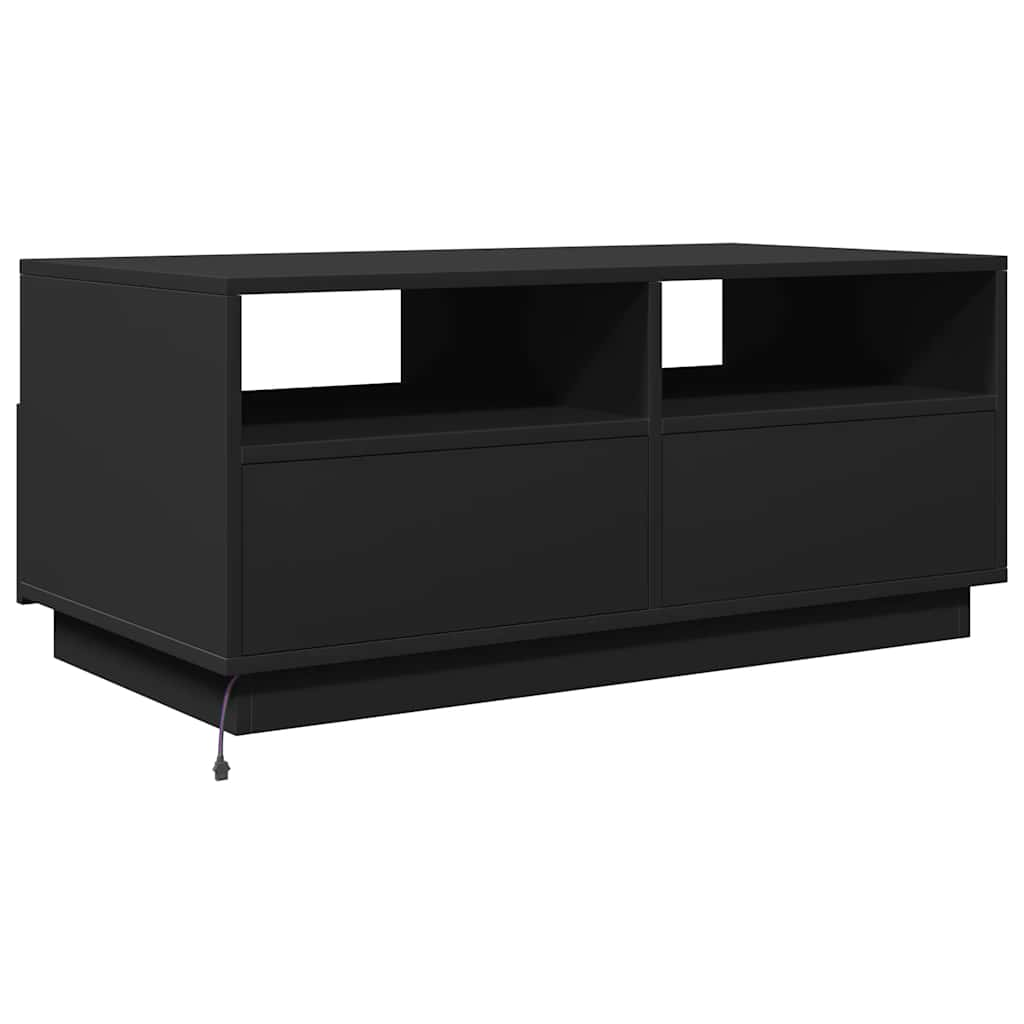 Coffee Table with LED Lights Black 90x49x40 cm