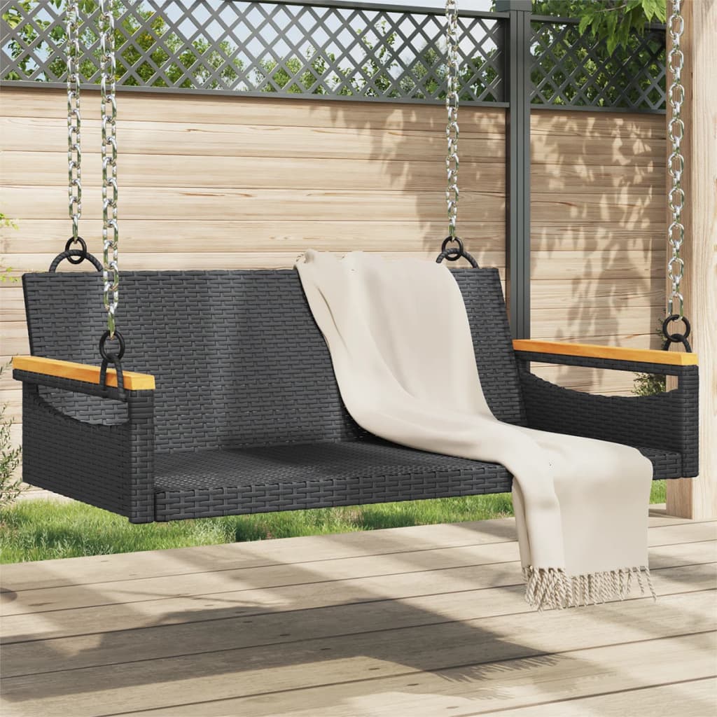 Swing Bench Black 109x62x40 cm Poly Rattan