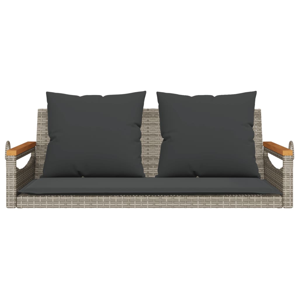 Swing Bench with Cushions Grey 109x62x40 cm Poly Rattan