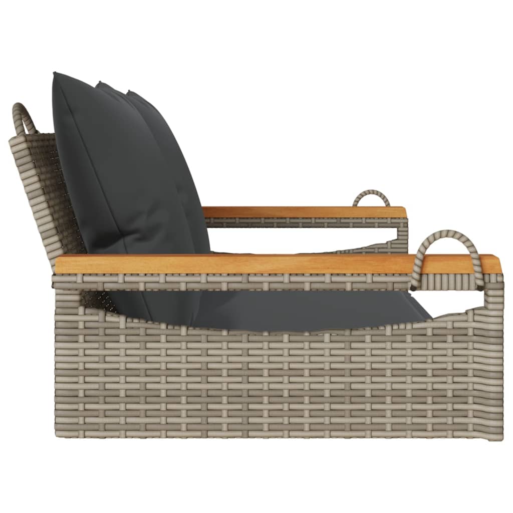 Swing Bench with Cushions Grey 109x62x40 cm Poly Rattan