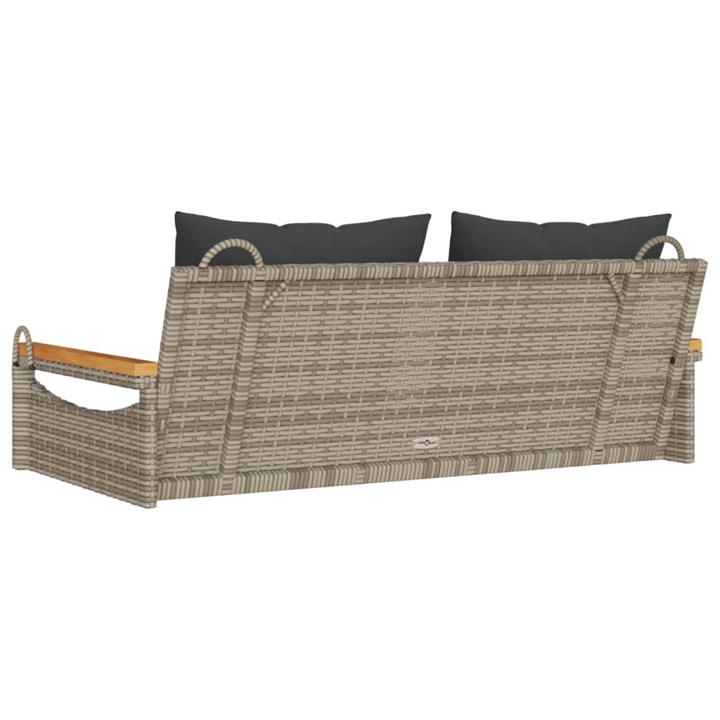 Swing Bench with Cushions Grey 109x62x40 cm Poly Rattan