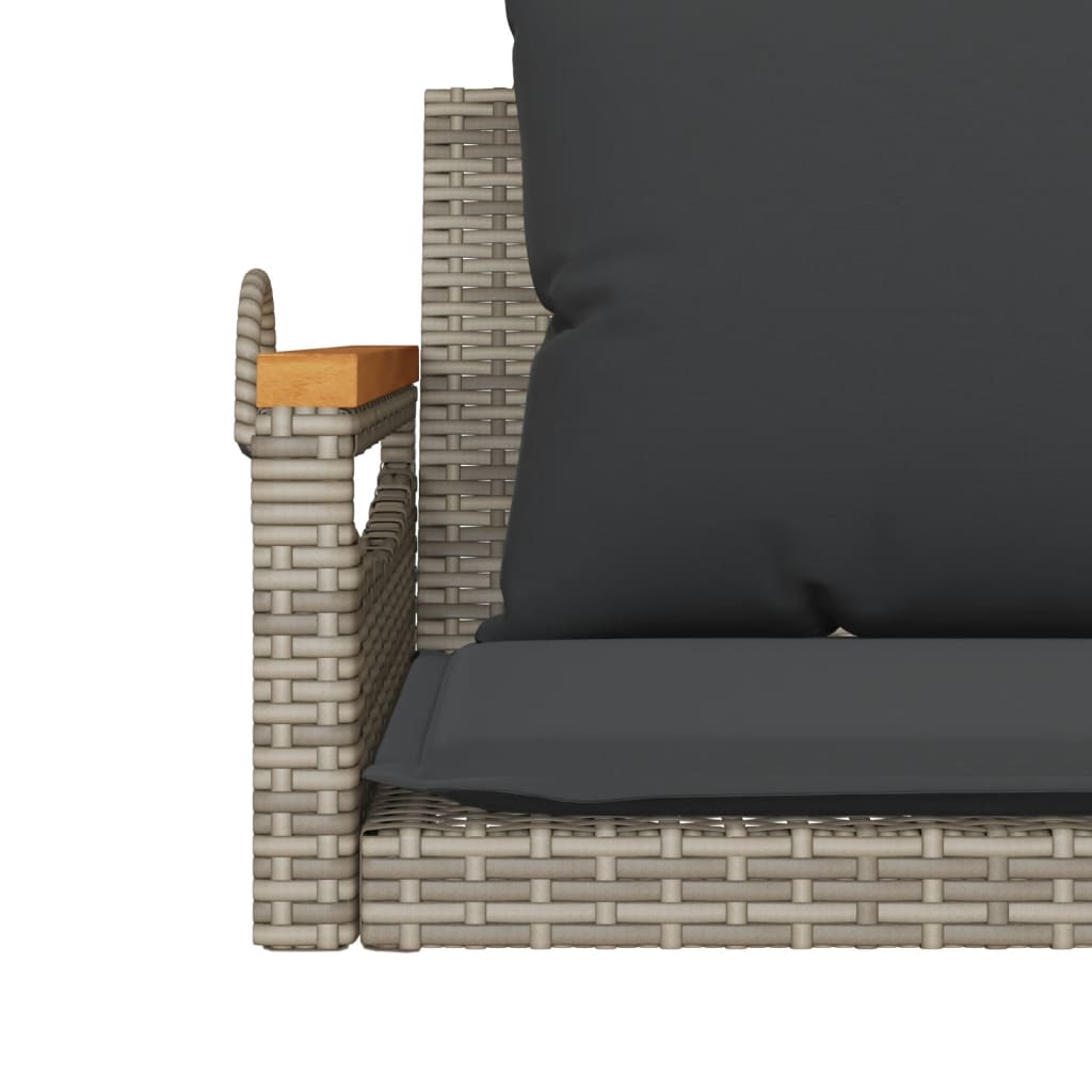 Swing Bench with Cushions Grey 109x62x40 cm Poly Rattan