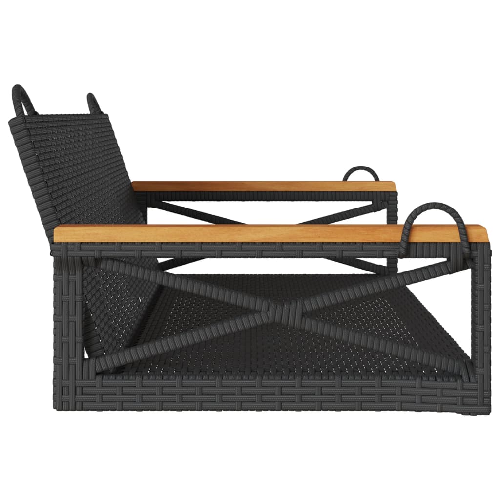 Swing Bench Black 109x62x40 cm Poly Rattan