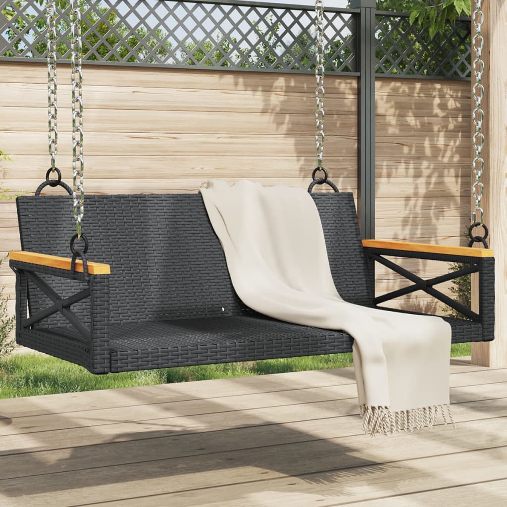 Swing Bench Black 109x62x40 cm Poly Rattan