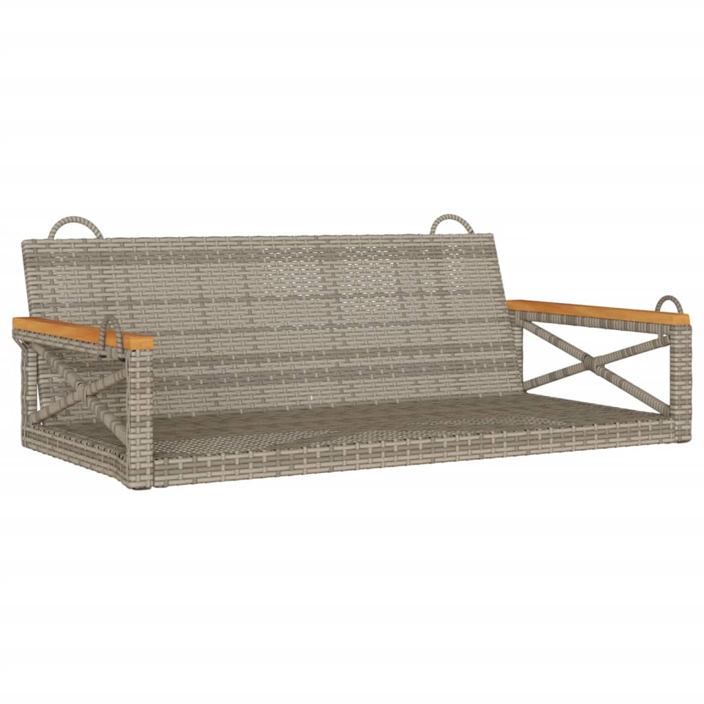 Swing Bench Grey 109x62x40 cm Poly Rattan