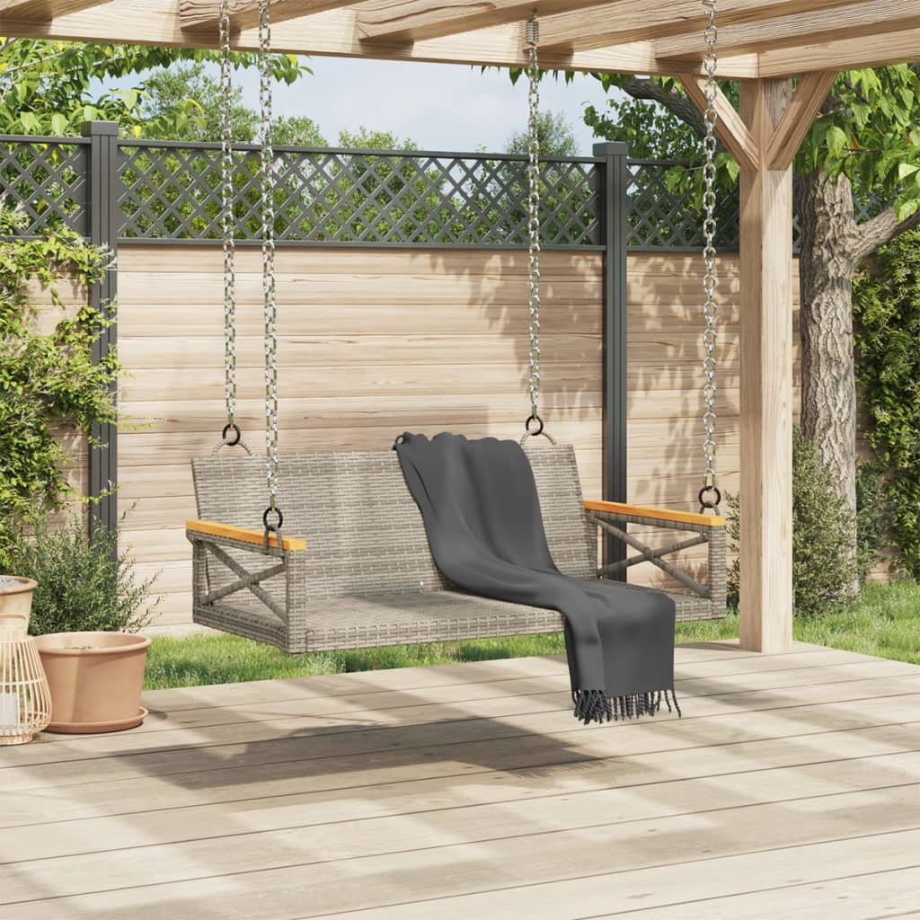 Swing Bench Grey 109x62x40 cm Poly Rattan