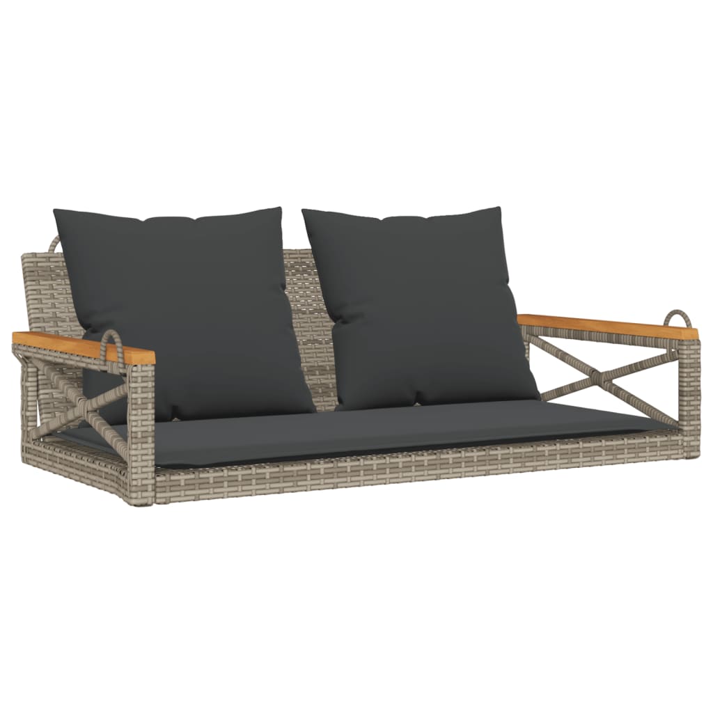 Swing Bench with Cushions Grey 109x62x40 cm Poly Rattan