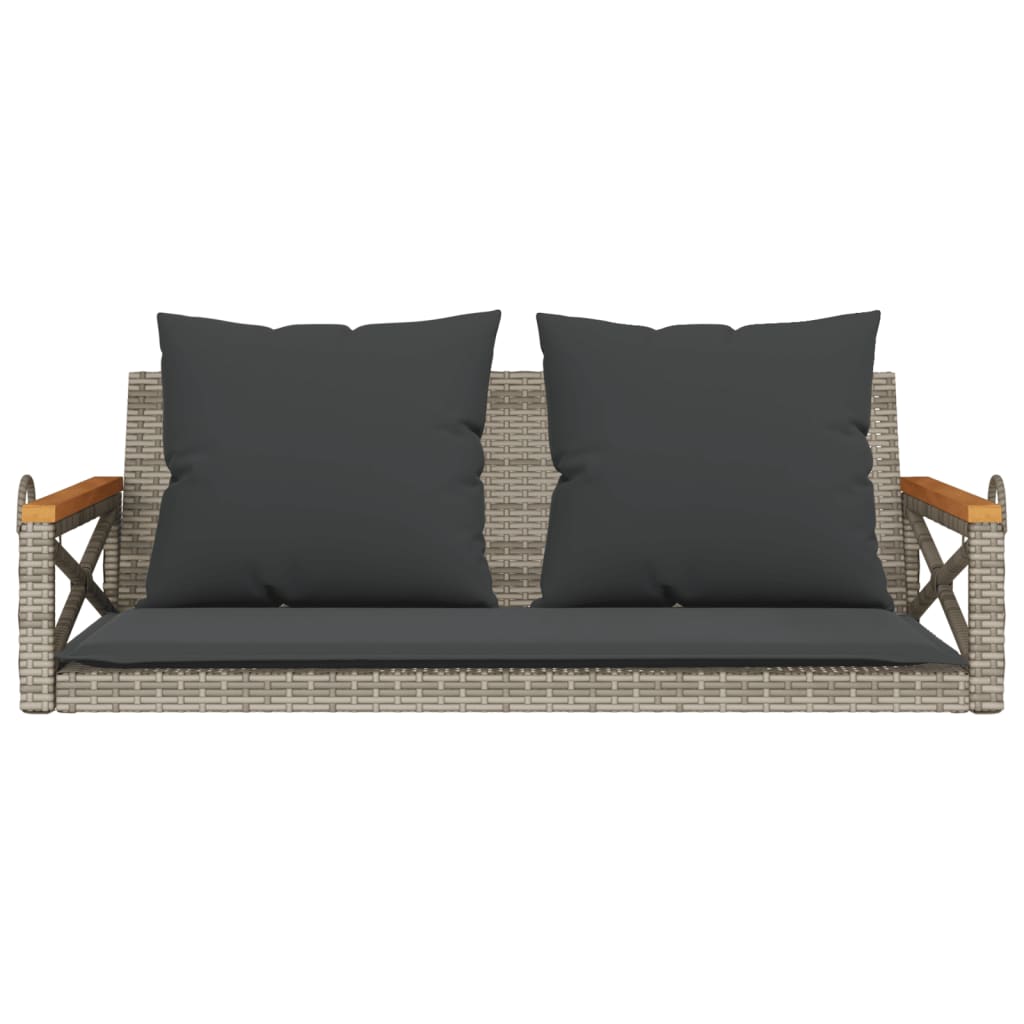 Swing Bench with Cushions Grey 109x62x40 cm Poly Rattan
