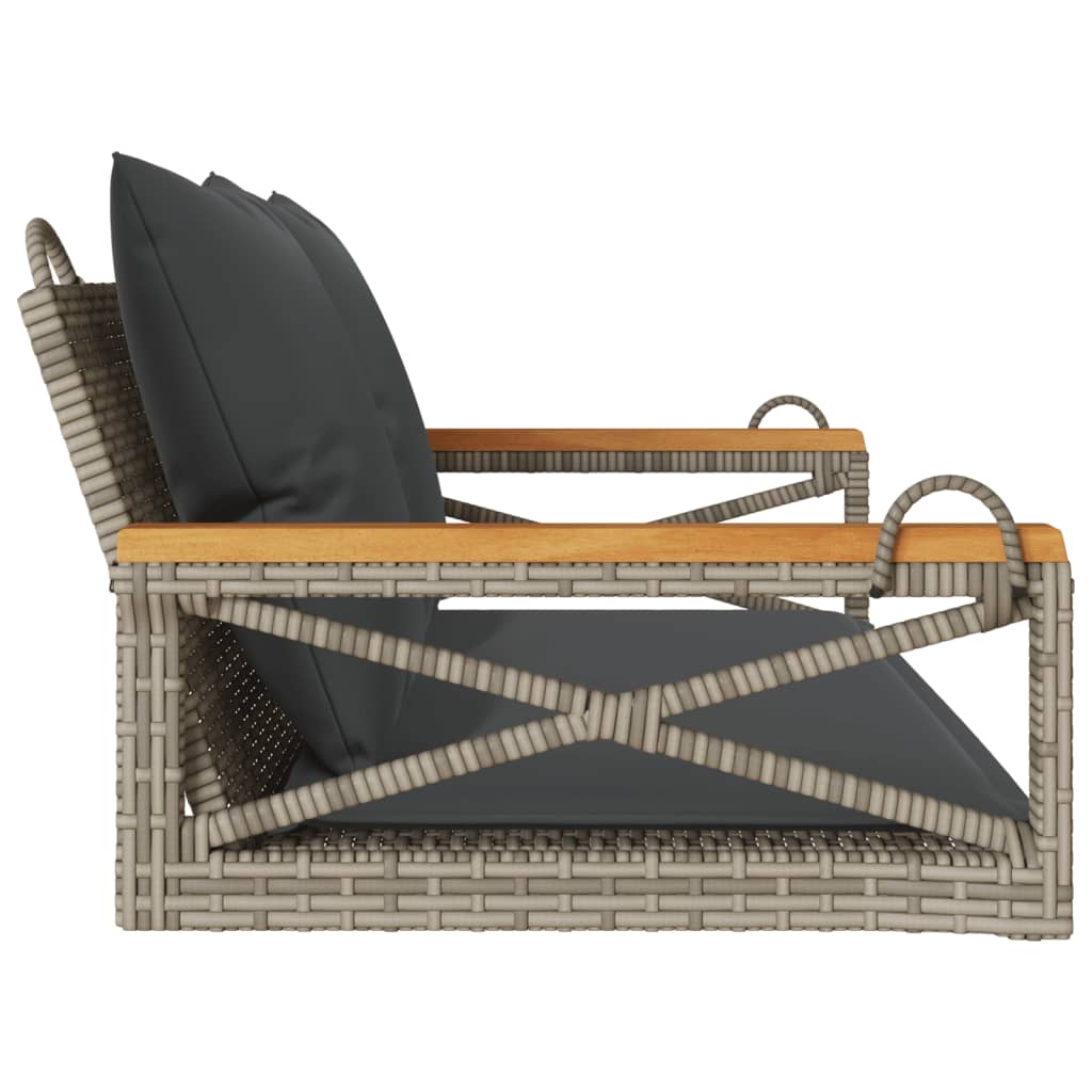 Swing Bench with Cushions Grey 109x62x40 cm Poly Rattan