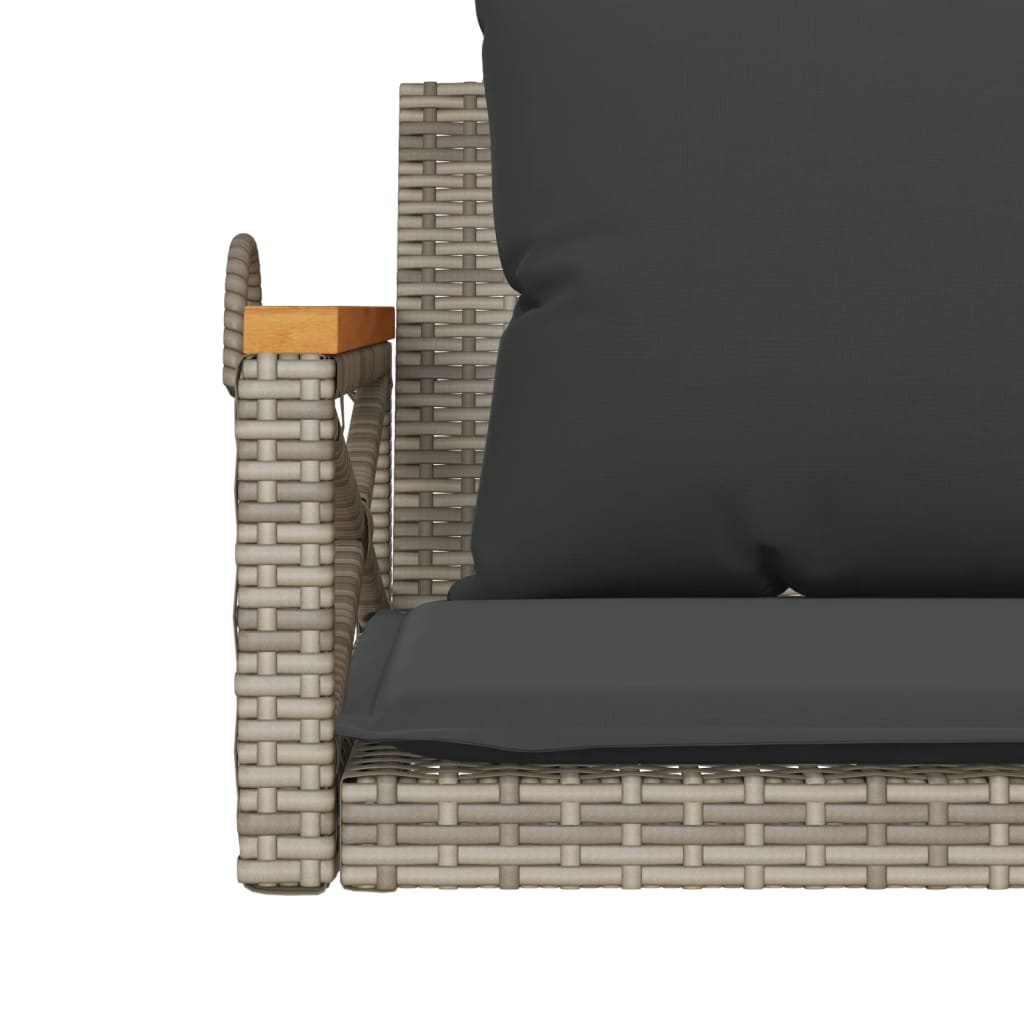 Swing Bench with Cushions Grey 109x62x40 cm Poly Rattan