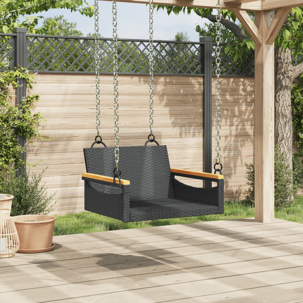 Swing Bench Black 63x62x40 cm Poly Rattan