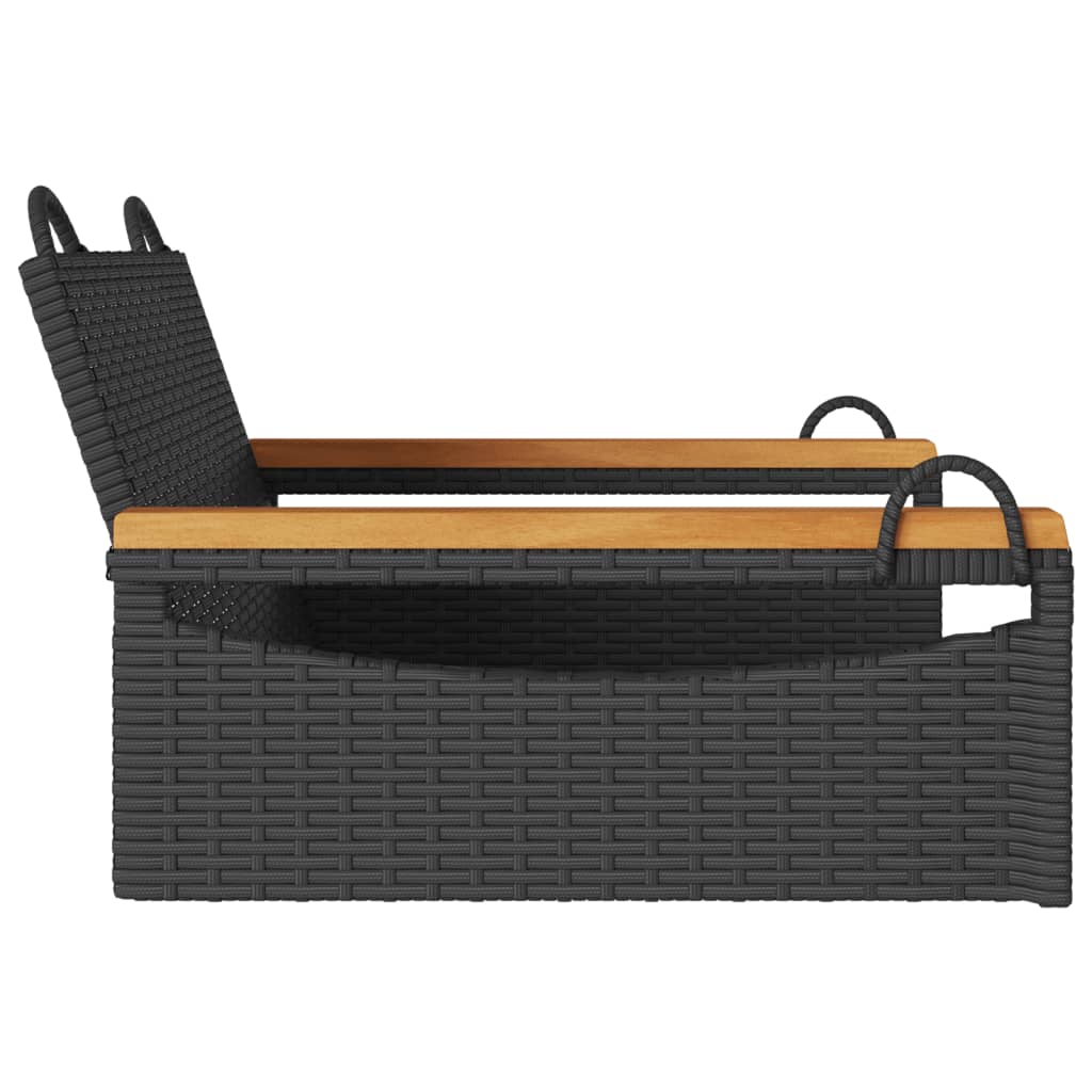 Swing Bench Black 63x62x40 cm Poly Rattan