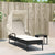 Sun Lounger with Canopy and Table Black Poly Rattan