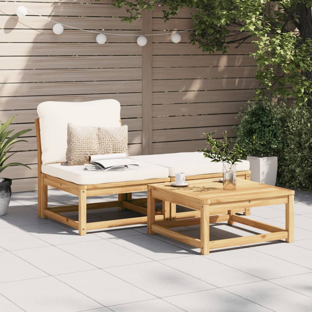 3 Piece Garden Lounge Set with Cushions Solid Wood Acacia