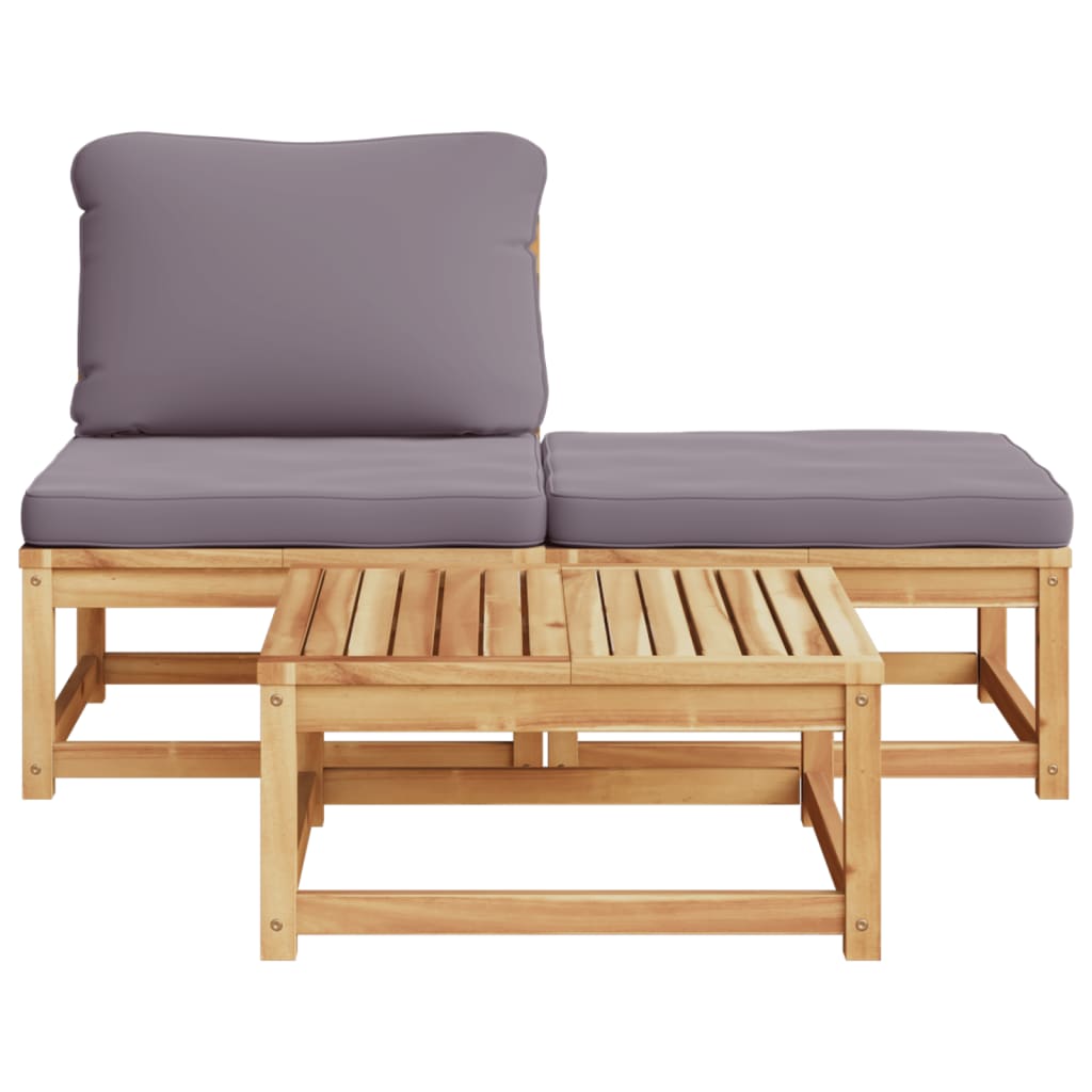 3 Piece Garden Lounge Set with Cushions Solid Wood Acacia