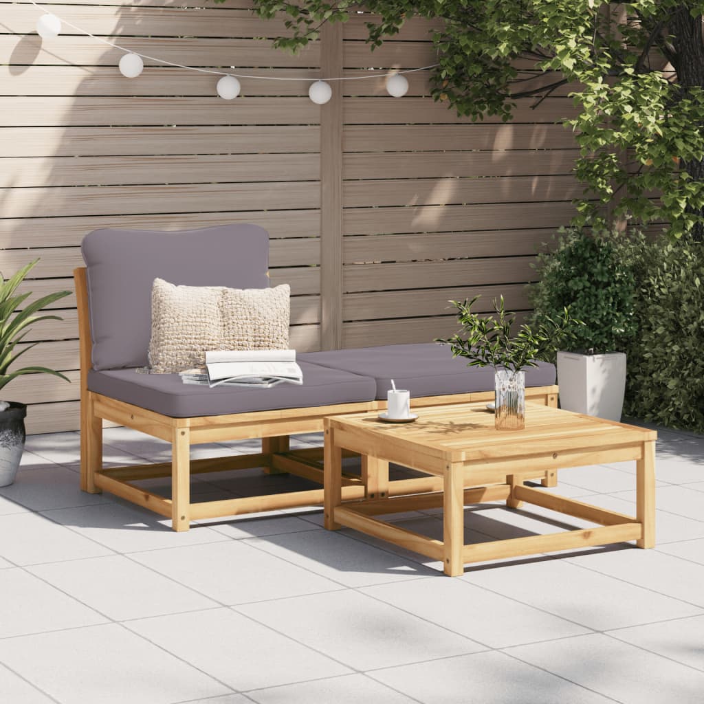 3 Piece Garden Lounge Set with Cushions Solid Wood Acacia