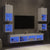 8 Piece TV Wall Units with LED White Engineered Wood