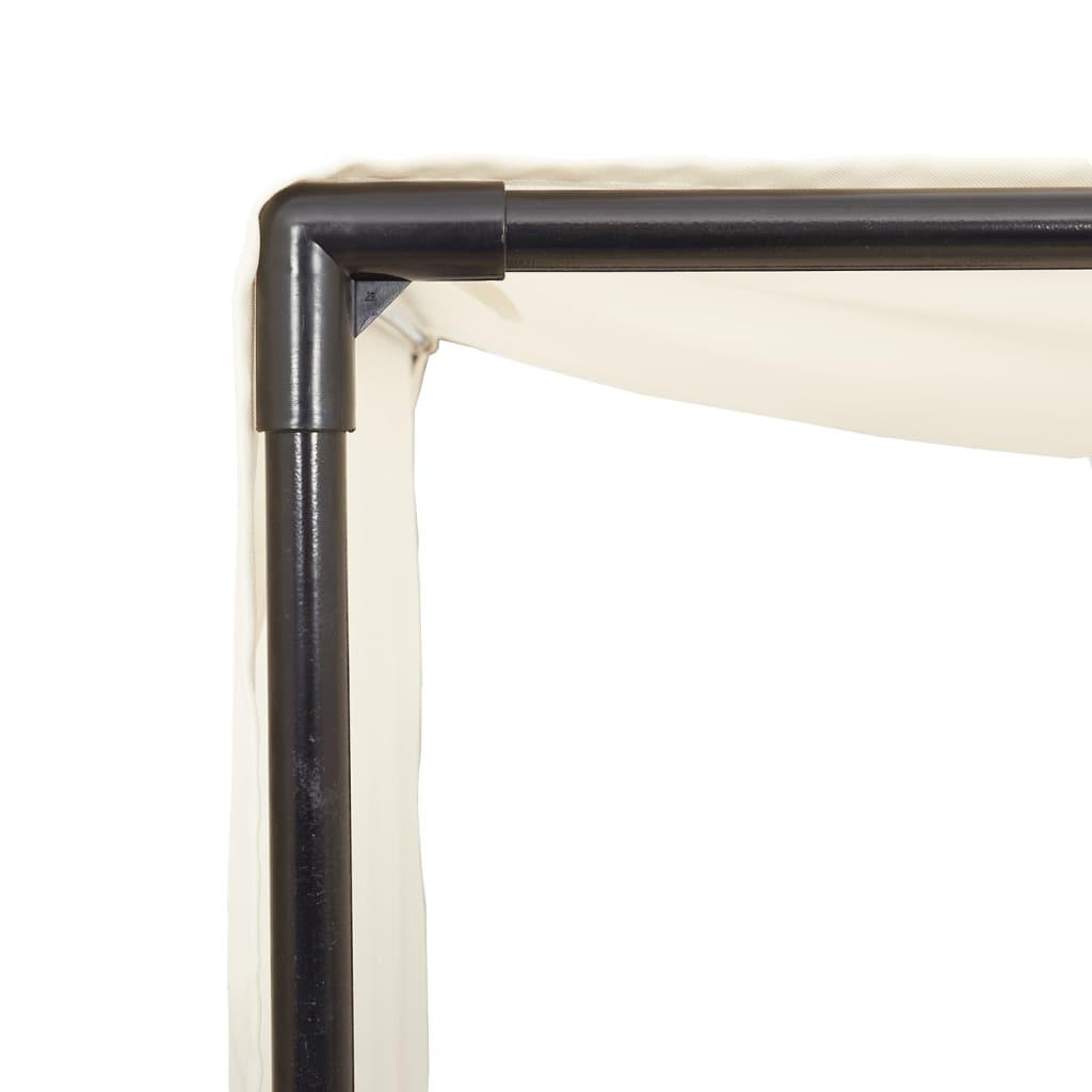 Double Sun Lounger with Roof and Curtains Black Poly Rattan