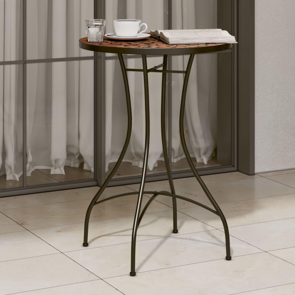 Mosaic Bistro Table Terracotta Ø50x70 cm Ceramic