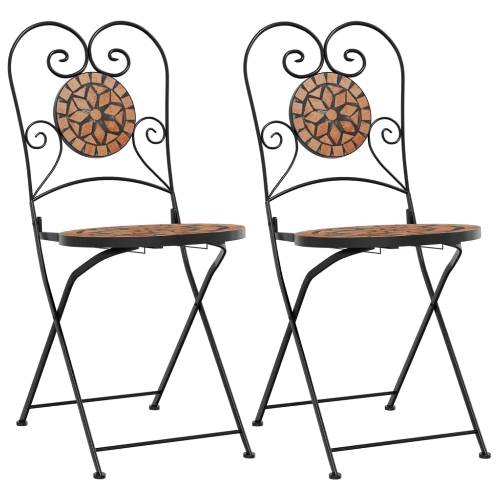 Bistro Chairs Foldable 2 pcs Terracotta Ceramic