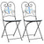 Bistro Chairs Foldable 2 pcs Blue and White Ceramic