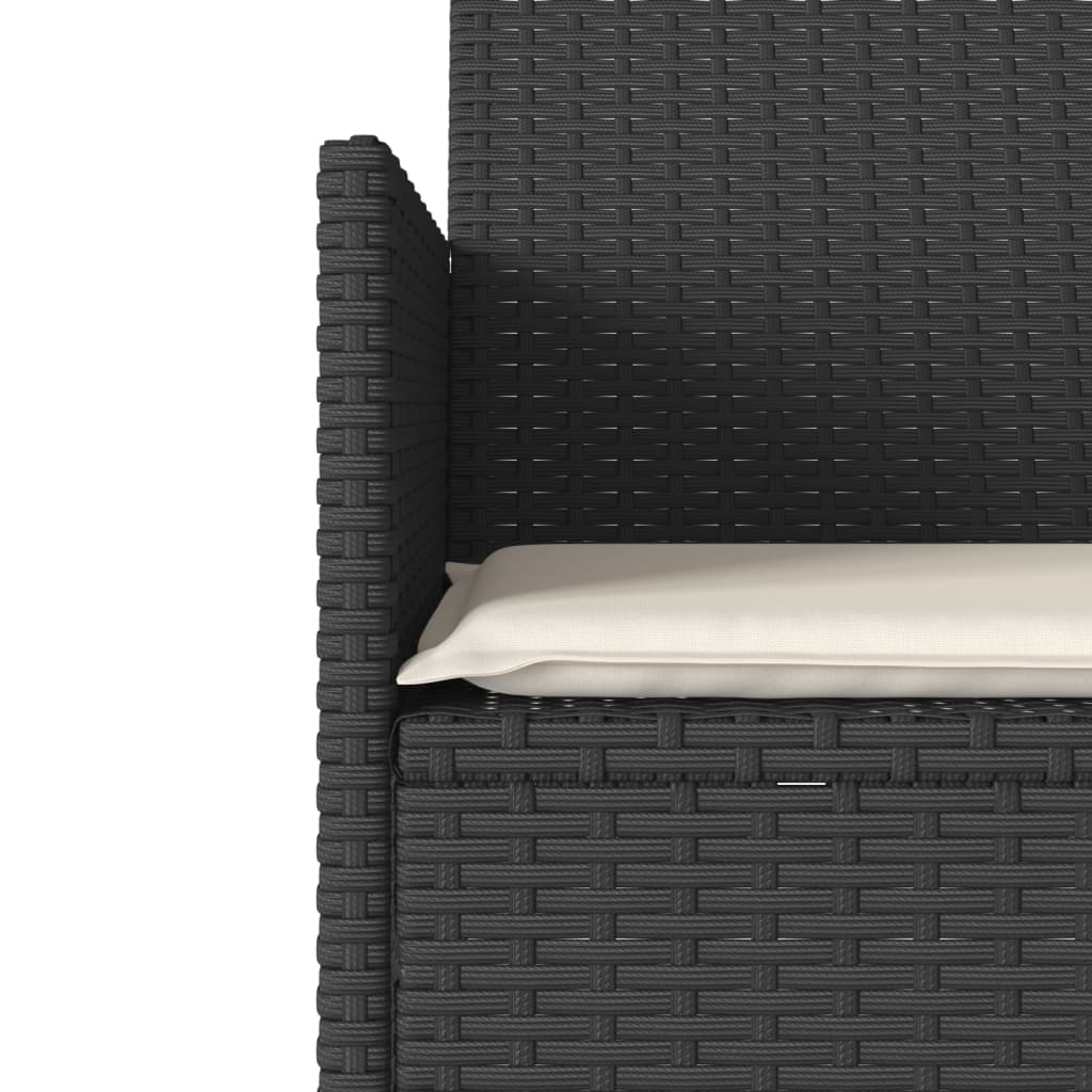 Garden Sofa 2-Seater with Table and Cushions Black Poly Rattan