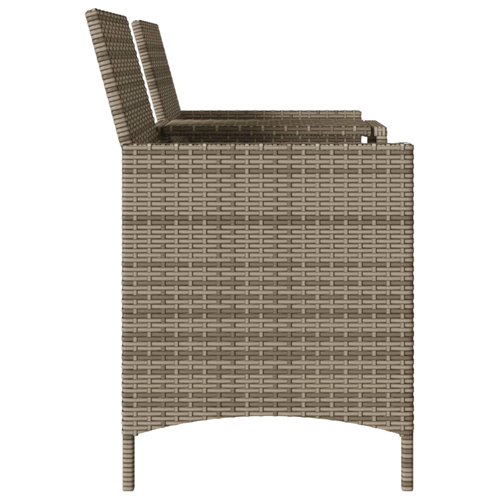 Garden Sofa 2-Seater with Table and Cushions Grey Poly Rattan